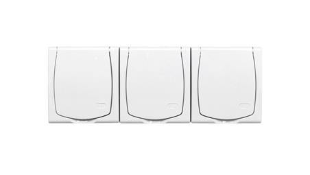 MADERA Gniazdo hermetyczne potrójne z/u IP44 klapka biała GNH-3NZ/00/w-40734