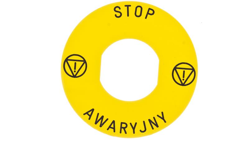 Tabliczka opisowa żółta okrągła fi60 STOP AWARYJNY ZBY9PL30-21878 Tabliczka opisowa żółta okrągła fi60 STOP AWARYJNY ZBY9PL30-21878