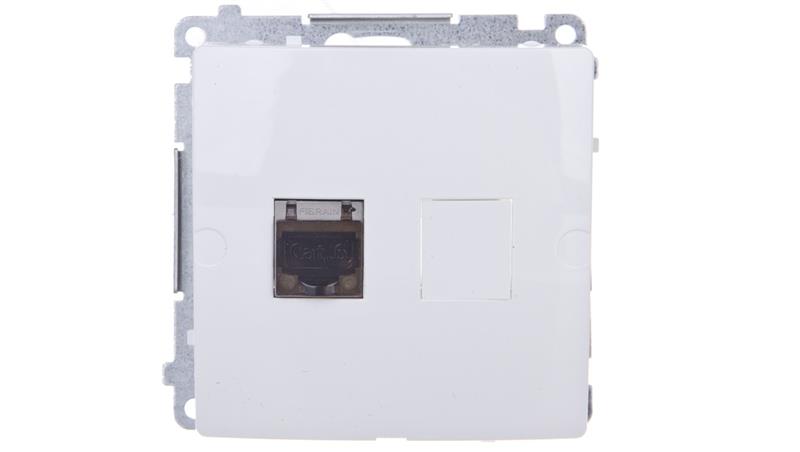 Simon Basic Gniazdo komputerowe pojedyncze RJ45 kat.6 ekranowane z przesłoną białe BM61E.01/11-34060 Simon Basic Gniazdo komputerowe pojedyncze RJ45 kat.6 ekranowane z przesłoną białe BM61E.01/11-34060