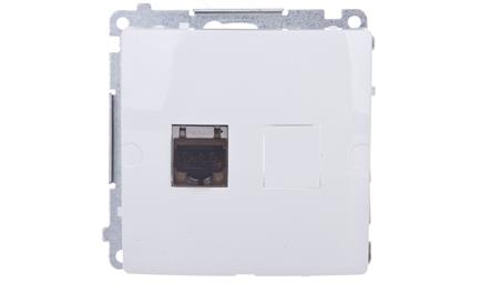 Simon Basic Gniazdo komputerowe pojedyncze RJ45 kat.6 ekranowane z przesłoną białe BM61E.01/11-34060