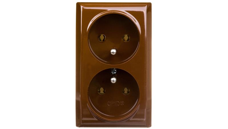 BIS Gniazdo podwójne z/u brązowe GN-2BZ/24-42876