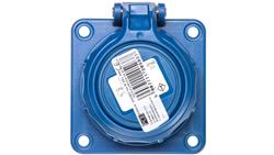 Gniazdo tablicowe /pokrywa na zawiasach/ 10/16A 2P+Z 230V /75x75/ niebieskie IP68 NAUTILUS 20342-8b-31760