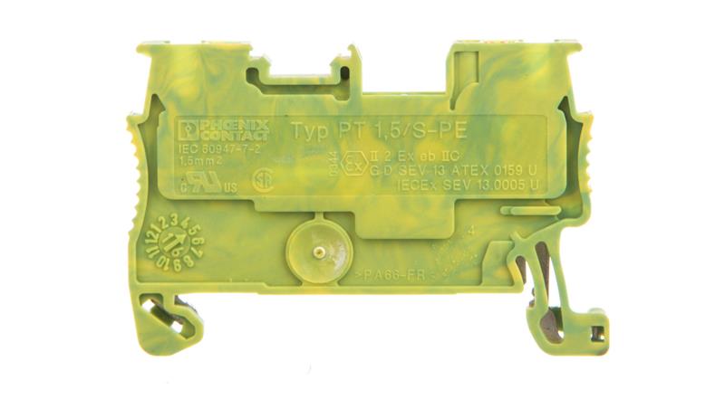 Złączka szynowa ochronna 2-przewodowa 0,14-1,5mm2 zielono-żółta PT 1,5/S-PE 3208139-65733 Złączka szynowa ochronna 2-przewodowa 0,14-1,5mm2 zielono-żółta PT 1,5/S-PE 3208139-65733