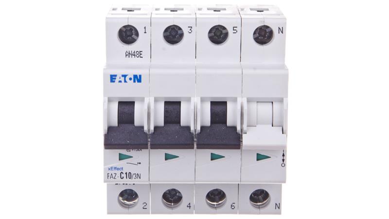 Wyłącznik nadprądowy 3P+N C 10A 15kA AC FAZ C10/3N 278971-17109 Wyłącznik nadprądowy 3P+N C 10A 15kA AC FAZ C10/3N 278971-17109