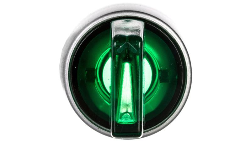 Przełącznik 3-poł. zielony 2Z podświetlany 230V AC pierścień niklowany ST22-P3L.Z-20-LED230AC-4547