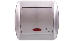 Simon Akord Łącznik schodowy z podświetleniem 10 AX, 250V zaciski śrubowe aluminium metalizowane AW6L/26-40170