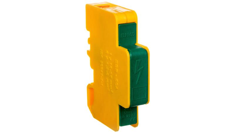 Blok rozdzielczy modułowy 1-biegunowy 60A we: 1x6-35mm2 wy: 6x2,5-6mm2 żółto-zielony LBR60A 84326009-64193