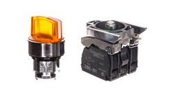 Przełącznik 2 położeniowy pokrętło 22mm pomarańczowy 1Z 1R bez samopowrotu XB4BK125B5-4516