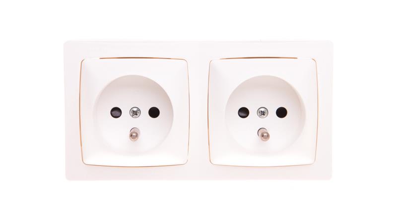 OTEO Gniazdo podwójne z/u 16A z przesłonami białe 086076-43001