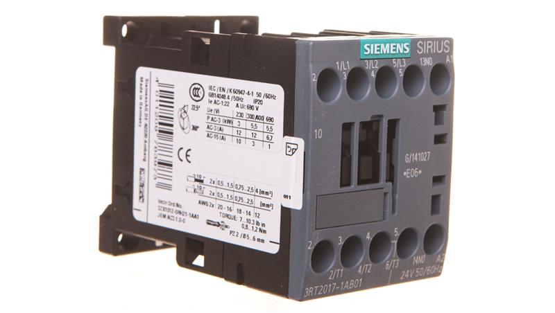 Stycznik mocy 12A 3P 24V AC 1Z 0R S00 3RT2017-1AB01-11903 Stycznik mocy 12A 3P 24V AC 1Z 0R S00 3RT2017-1AB01-11903
