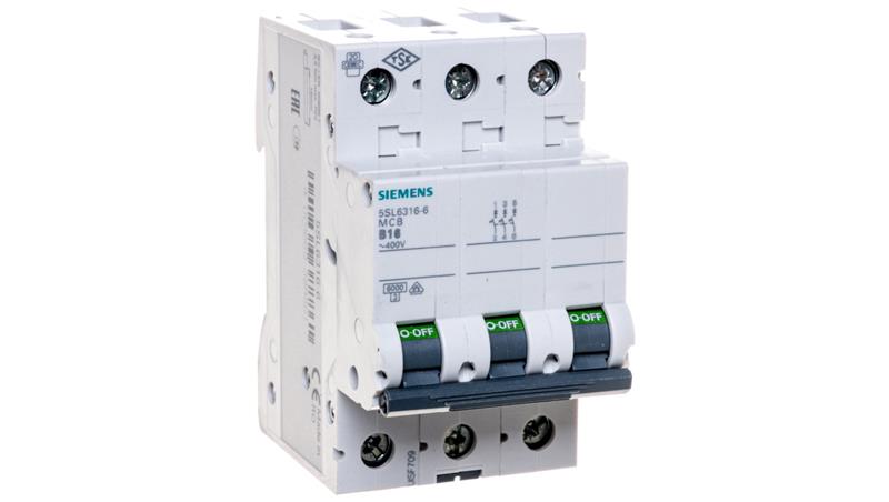 Wyłącznik nadprądowy 3P B 16A 6kA AC 5SL6316-6-16332 Wyłącznik nadprądowy 3P B 16A 6kA AC 5SL6316-6-16332