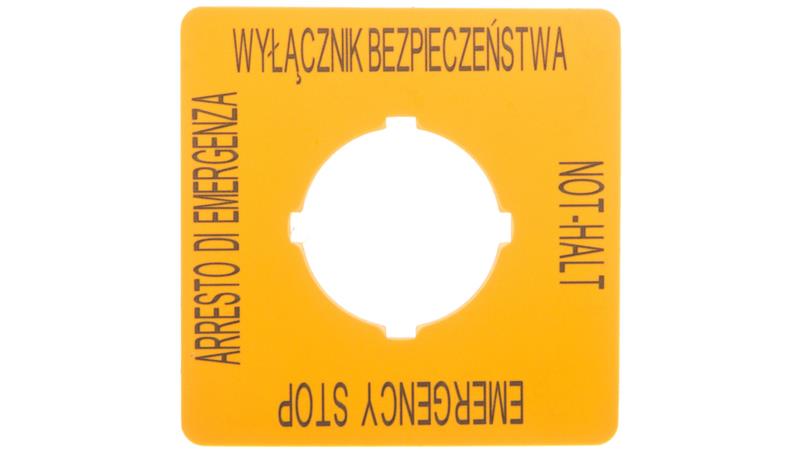 Szyld do przycisków bezpieczeństwa PL, GB, DE, I typ: M22-XYK15 167642-21901