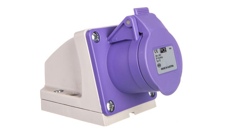 Gniazdo stałe 32A 2P 24V fioletowe IP44 172v-30452 Gniazdo stałe 32A 2P 24V fioletowe IP44 172v-30452