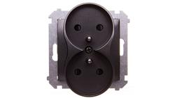 Simon 54 Nature Gniazdo podwójne do ramek z/u 16A IP20 z przesłoną torów podwójne antracyt DGZ2MZN.01/48-42987