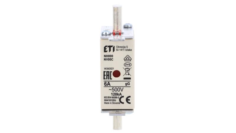 Wkładka bezpiecznikowa KOMBI NH000 6A gG/gL 500V WT-00C 004181203-5337 Wkładka bezpiecznikowa KOMBI NH000 6A gG/gL 500V WT-00C 004181203-5337