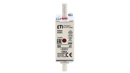 Wkładka bezpiecznikowa KOMBI NH000 6A gG/gL 500V WT-00C 004181203-5337