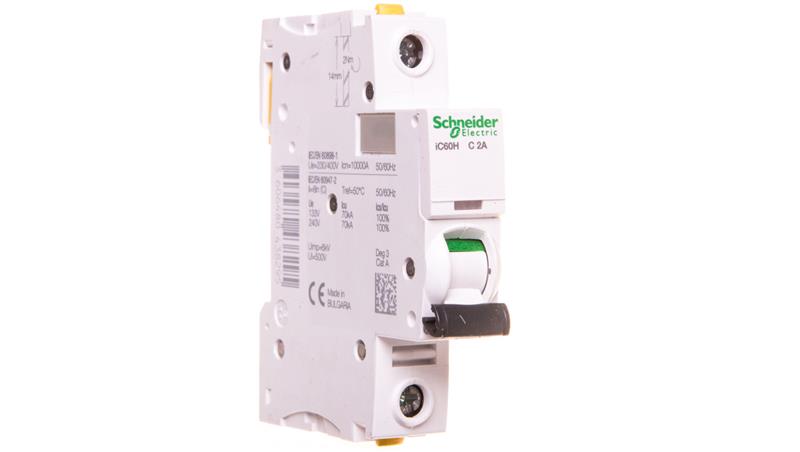 Wyłącznik nadprądowy 1P C 2A 10kA AC iC60H-C2 A9F07102-16570