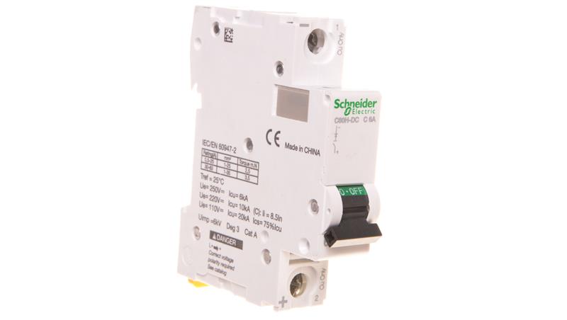 Wyłącznik prądu stałego C60H-DC 1P 6A C 250V DC A9N61506-16936
