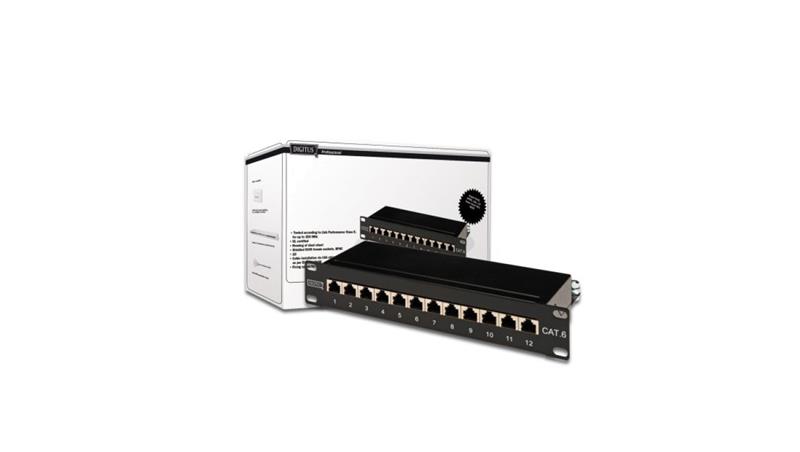 Panel krosowy 10cali 12xRJ45 S/FTP kat.6 1U czarny DN-91612S-33692