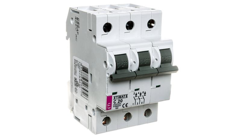 Wyłącznik nadprądowy 3P C 20A 6kA AC ETIMAT 6 002145517-16246
