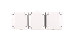 BRYZA Gniazdo hermetyczne potrójne z/u IP54 z klapką biała 180440-40741