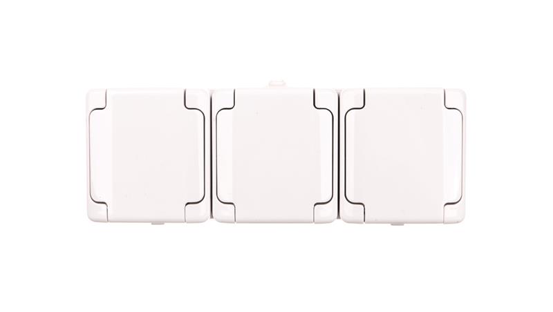 BRYZA Gniazdo hermetyczne potrójne z/u IP54 z klapką biała 180440-40741