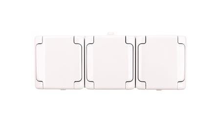 BRYZA Gniazdo hermetyczne potrójne z/u IP54 z klapką biała 180440-40741