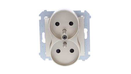Simon 54 Nature Gniazdo podwójne z/u 16A 250V z przesłonami złoty DGZ2MZN.01/44-44085