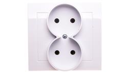 KIER Gniazdo podwójne b/u białe GP-2W/00-43079