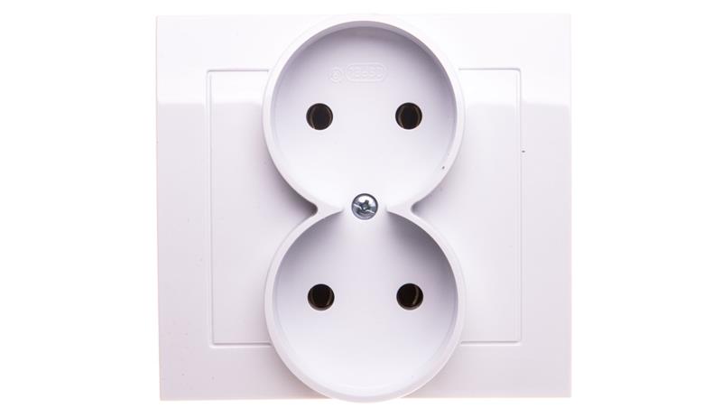 KIER Gniazdo podwójne b/u białe GP-2W/00-43079