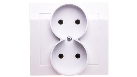 KIER Gniazdo podwójne b/u białe GP-2W/00-43079