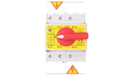 Rozłącznik izolacyjny 3P 63A z pokrętłem na rozłączniku czerwonym RSI-3063W03-13711