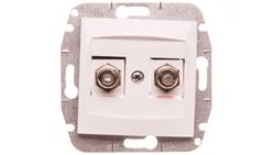 CARLA Gniazdo antenowe podwójne TV typ F-F bez ramki białe 1787-10-34039