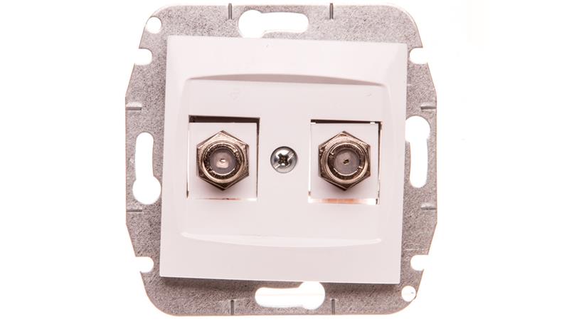 CARLA Gniazdo antenowe podwójne TV typ F-F bez ramki białe 1787-10-34039