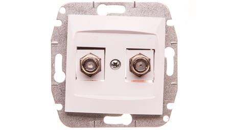 CARLA Gniazdo antenowe podwójne TV typ F-F bez ramki białe 1787-10-34039