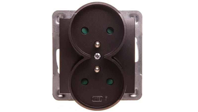 IMPRESJA Gniazdo podwójne z/u z przesłonami antracyt GP-2YRZP/m/50-43516 IMPRESJA Gniazdo podwójne z/u z przesłonami antracyt GP-2YRZP/m/50-43516