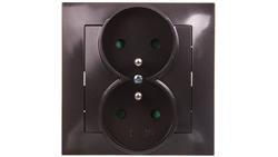 IMPRESJA Gniazdo podwójne z/u z przesłonami antracyt GP-2YZP/50-43947