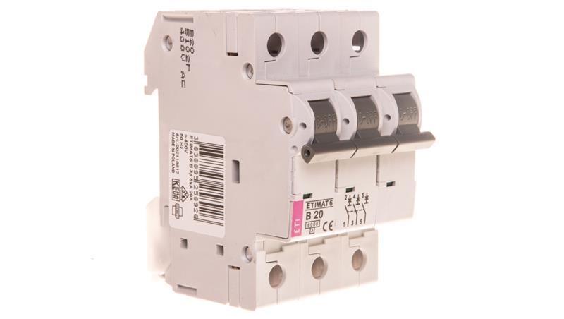 Wyłącznik nadprądowy 3P B 20A 6kA AC ETIMAT 6 002115517-16248 Wyłącznik nadprądowy 3P B 20A 6kA AC ETIMAT 6 002115517-16248