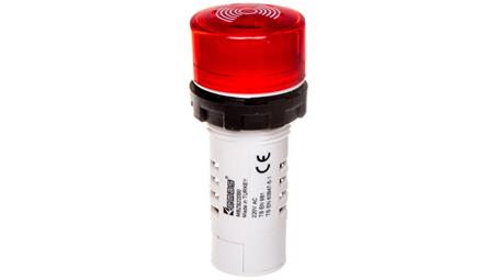 Buzzer, monoblok, 220V AC, 90db, podświetlany, czerwony T0-MBZS220S-16087