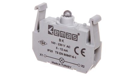 Element podświetlający do przycisków serii B, 100-230V AC, czerwony T0-BK-21360