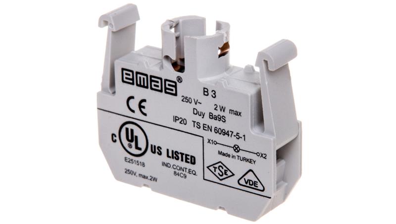 Oprawka lampki żarówka BA9s 230V AC bez lampki T0-B3-21328