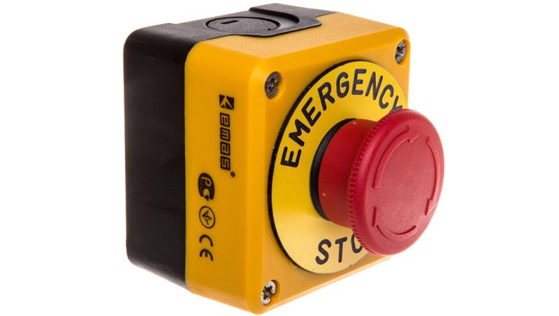Kaseta sterownicza czarno-żółta stop bezpieczeństwa, ryglowany 40 mm (1NC) z tabliczką opisową Emergency Stop, T0-P1EC400E40K-19 Kaseta sterownicza czarno-żółta stop bezpieczeństwa, ryglowany 40 mm (1NC) z tabliczką opisową Emergency Stop, T0-P1EC400E40K-19