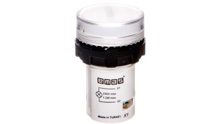 Lampka sygnalizacyjna MB z LED, monoblok, 230V AC, płaski klosz, biała T0-MBSD220B-6612