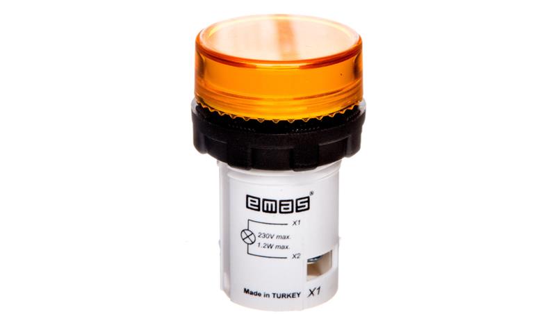 Lampka sygnalizacyjna MB z LED, monoblok, 230V AC, płaski klosz, żółta T0-MBSD220S-6665