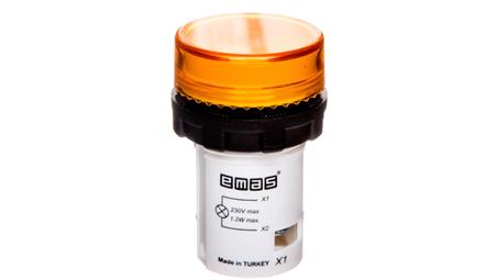 Lampka sygnalizacyjna MB z LED, monoblok, 230V AC, płaski klosz, żółta T0-MBSD220S-6665