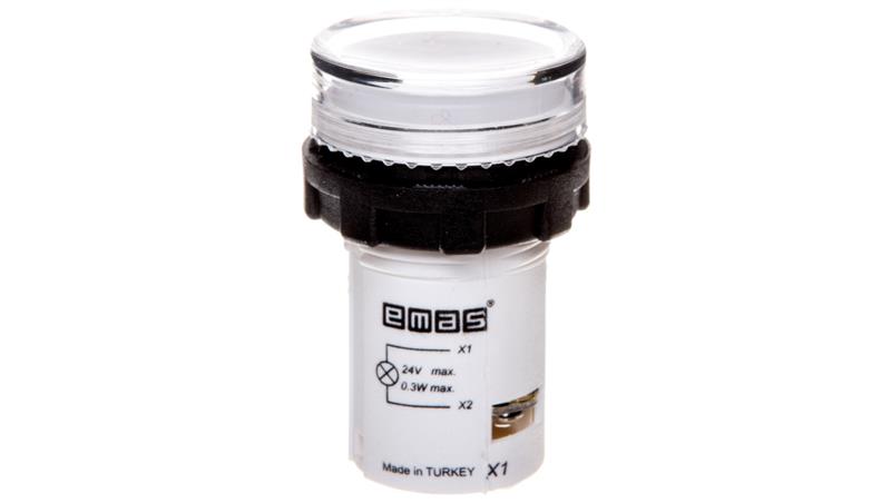 Lampka sygnalizacyjna MB z LED, monoblok, 24V AC/DC, płaski klosz, biała T0-MBSD024B-6607