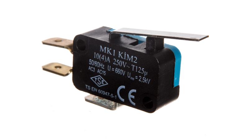 Wyłącznik krańcowy miniaturowy, 1CO, dźwignia średnia, T0-MK1KIM2-4595