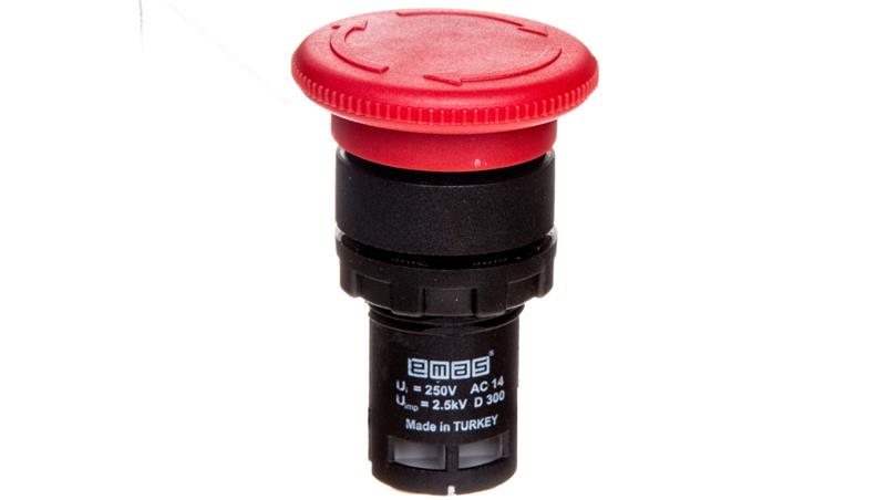 Przycisk dłoniowy bezpieczeństwa monoblok, 1NC, grzybek 40 mm, czerwony T0-MB200E-8092