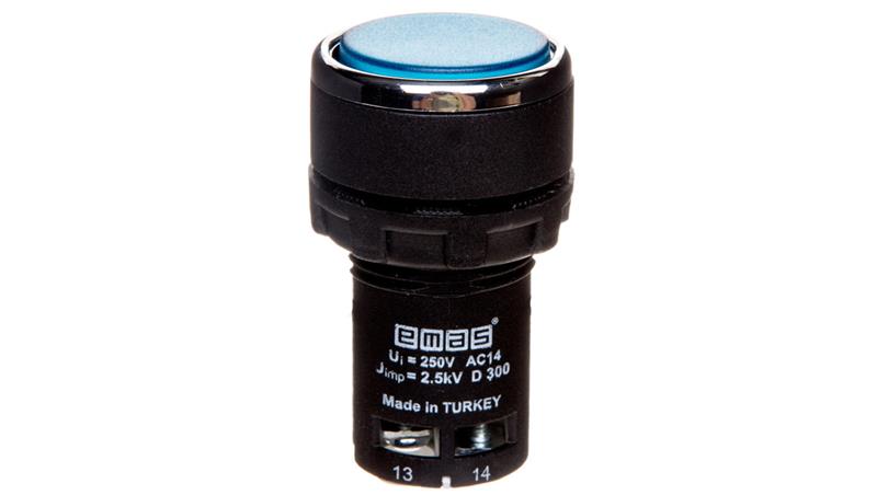 Przycisk sterowniczy monoblok, kryty, niestabilny, 1NO, niebieski T0-MB100DM-3244