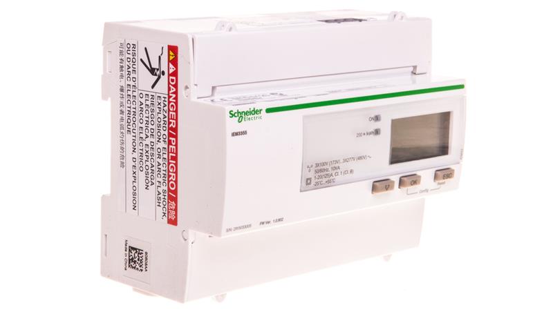 Licznik energii elektrycznej 1/3-fazowy 125A 100-277/173-480V kl.1/B Modbus MID taryfowy cyfrowy modułowy A9MEM3355-4354 Licznik energii elektrycznej 1/3-fazowy 125A 100-277/173-480V kl.1/B Modbus MID taryfowy cyfrowy modułowy A9MEM3355-4354